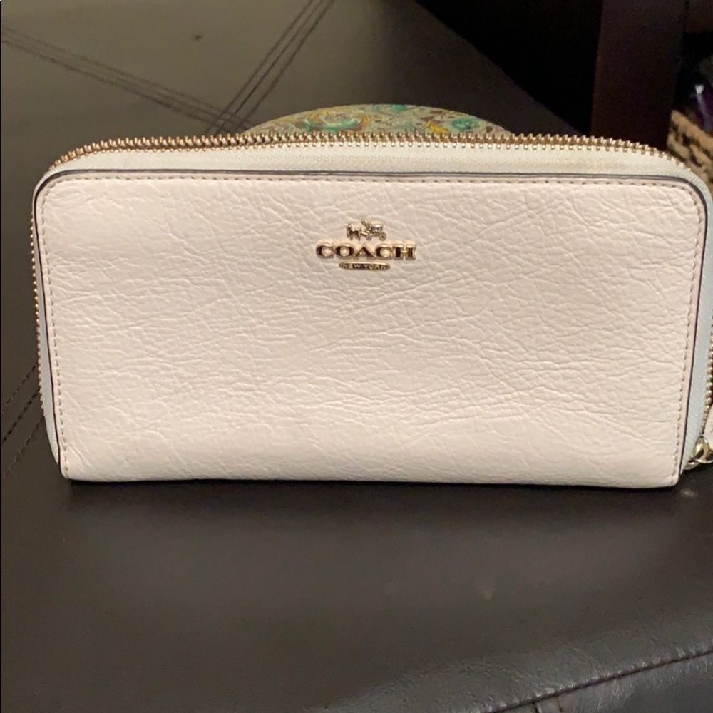 White leather Coach wallet